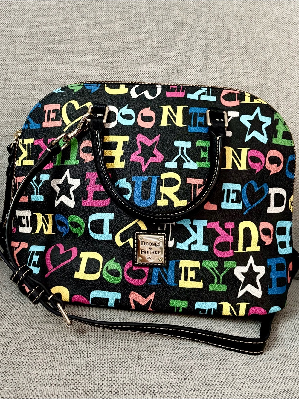 Dooney & Bourke Black Multicolor Zip Zip Satchel Handbag